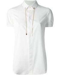 Chemise boutonnée à manches courtes blanche DSquared