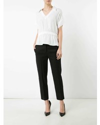 Chemise boutonnée à manches courtes blanche Boutique Moschino