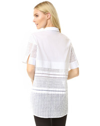 Chemise boutonnée à manches courtes blanche By Malene Birger
