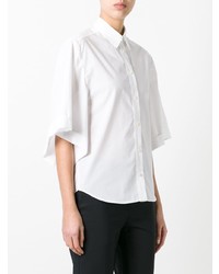 Chemise boutonnée à manches courtes blanche Veronique Branquinho