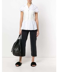 Chemise boutonnée à manches courtes blanche Aalto