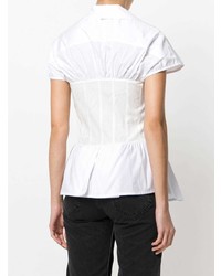Chemise boutonnée à manches courtes blanche Aalto