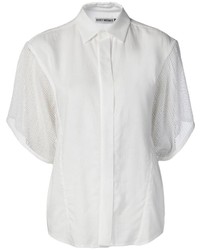 Chemise boutonnée à manches courtes blanche Issey Miyake