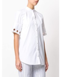 Chemise boutonnée à manches courtes blanche Victoria Victoria Beckham