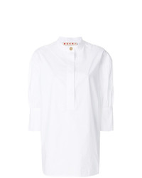 Chemise boutonnée à manches courtes blanche Marni