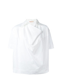 Chemise boutonnée à manches courtes blanche Marni