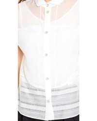 Chemise boutonnée à manches courtes blanche