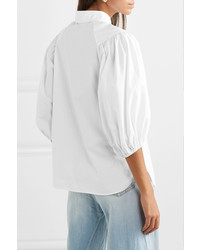 Chemise boutonnée à manches courtes blanche Ganni