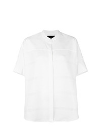 Chemise boutonnée à manches courtes blanche Piazza Sempione