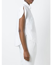 Chemise boutonnée à manches courtes blanche DELPOZO