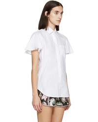 Chemise boutonnée à manches courtes blanche Valentino