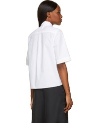 Chemise boutonnée à manches courtes blanche Public School