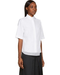 Chemise boutonnée à manches courtes blanche Public School
