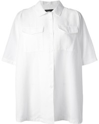 Chemise boutonnée à manches courtes blanche Yang Li