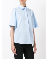 Chemise boutonnée à manches courtes bleu clair Lanvin