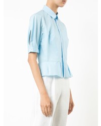 Chemise boutonnée à manches courtes bleu clair DELPOZO