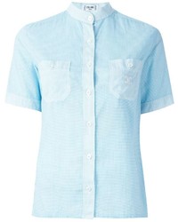 Chemise boutonnée à manches courtes bleu clair