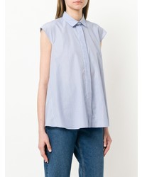 Chemise boutonnée à manches courtes bleu clair Aspesi
