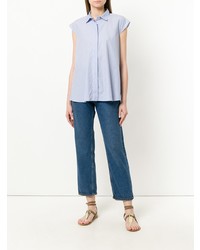 Chemise boutonnée à manches courtes bleu clair Aspesi
