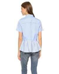 Chemise boutonnée à manches courtes bleu clair Clu