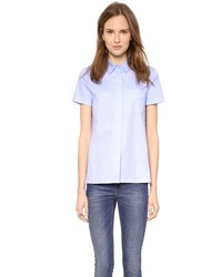 Chemise boutonnée à manches courtes bleu clair Victoria Beckham