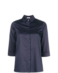 Chemise boutonnée à manches courtes bleu marine