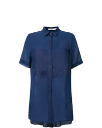 Chemise boutonnée à manches courtes bleu marine Gentry Portofino