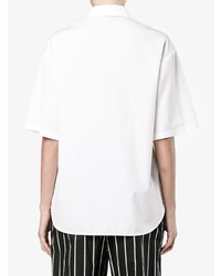 Chemise boutonnée à manches courtes brodée blanche N°21
