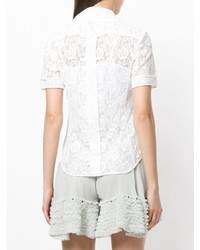 Chemise boutonnée à manches courtes en dentelle blanche Chloé