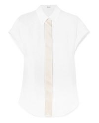 Chemise boutonnée à manches courtes en lin blanche