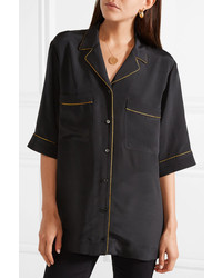Chemise boutonnée à manches courtes en soie noire Stella McCartney