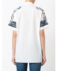 Chemise boutonnée à manches courtes imprimée blanche Tomas Maier