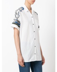Chemise boutonnée à manches courtes imprimée blanche Tomas Maier