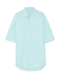 Chemise boutonnée à manches courtes imprimée bleu clair