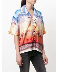 Chemise boutonnée à manches courtes imprimée multicolore Filles a papa