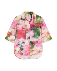 Chemise boutonnée à manches courtes imprimée tie-dye multicolore