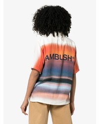 Chemise boutonnée à manches courtes imprimée tie-dye orange Ambush