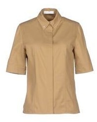 Chemise boutonnée à manches courtes marron