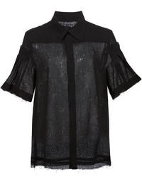 Chemise boutonnée à manches courtes noire Alexandre Plokhov