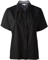Chemise boutonnée à manches courtes noire Carven