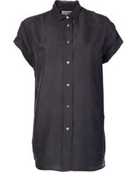 Chemise boutonnée à manches courtes noire