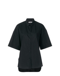 Chemise boutonnée à manches courtes noire Lareida
