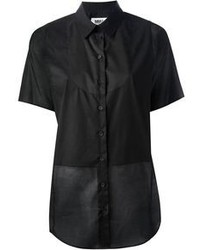 Chemise boutonnée à manches courtes noire Maison Martin Margiela