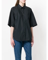 Chemise boutonnée à manches courtes noire Lareida
