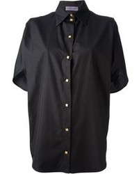 Chemise boutonnée à manches courtes noire Ungaro