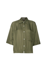 Chemise boutonnée à manches courtes olive Barena