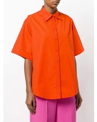 Chemise boutonnée à manches courtes orange Ports 1961