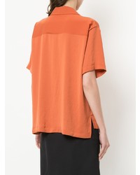 Chemise boutonnée à manches courtes orange Loveless