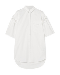 Chemise boutonnée à manches courtes ornée blanche