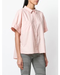 Chemise boutonnée à manches courtes rose Semicouture